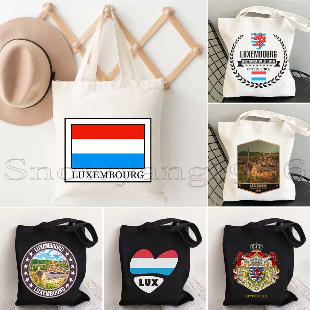 Mignon Luxembourg carte de la ville drapeau aquarelle horizon cadeaux Shopper Harajuku toile sac fourre-tout coton