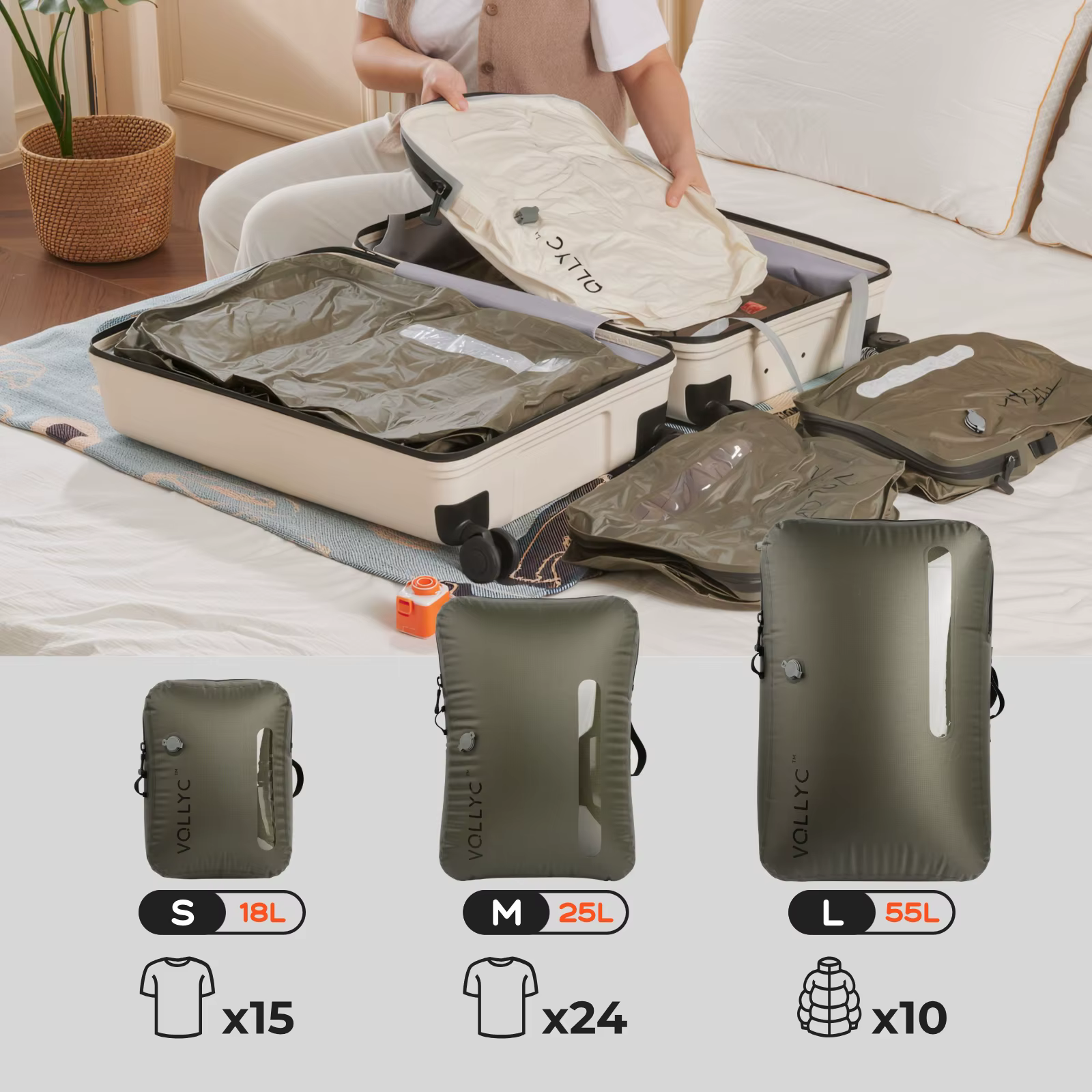 FLEXTAIL X VOLLYC EZYPACK - Sac de rangement sous vide 18-55L
