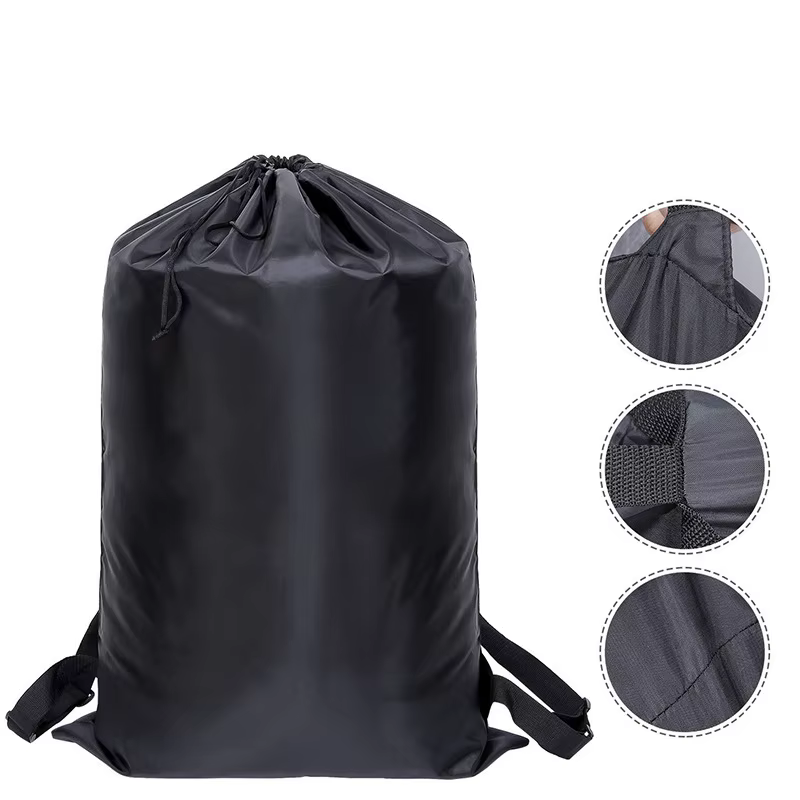 Grand sac à linge robuste en polyester avec cordon de serrage pour l'école
