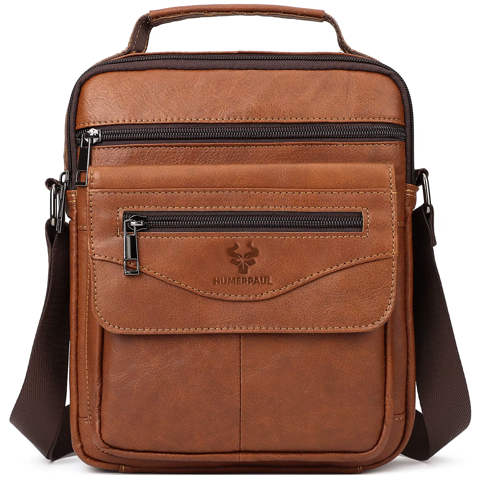 HUMERPAUL – petit sac messager en cuir véritable pour hommes