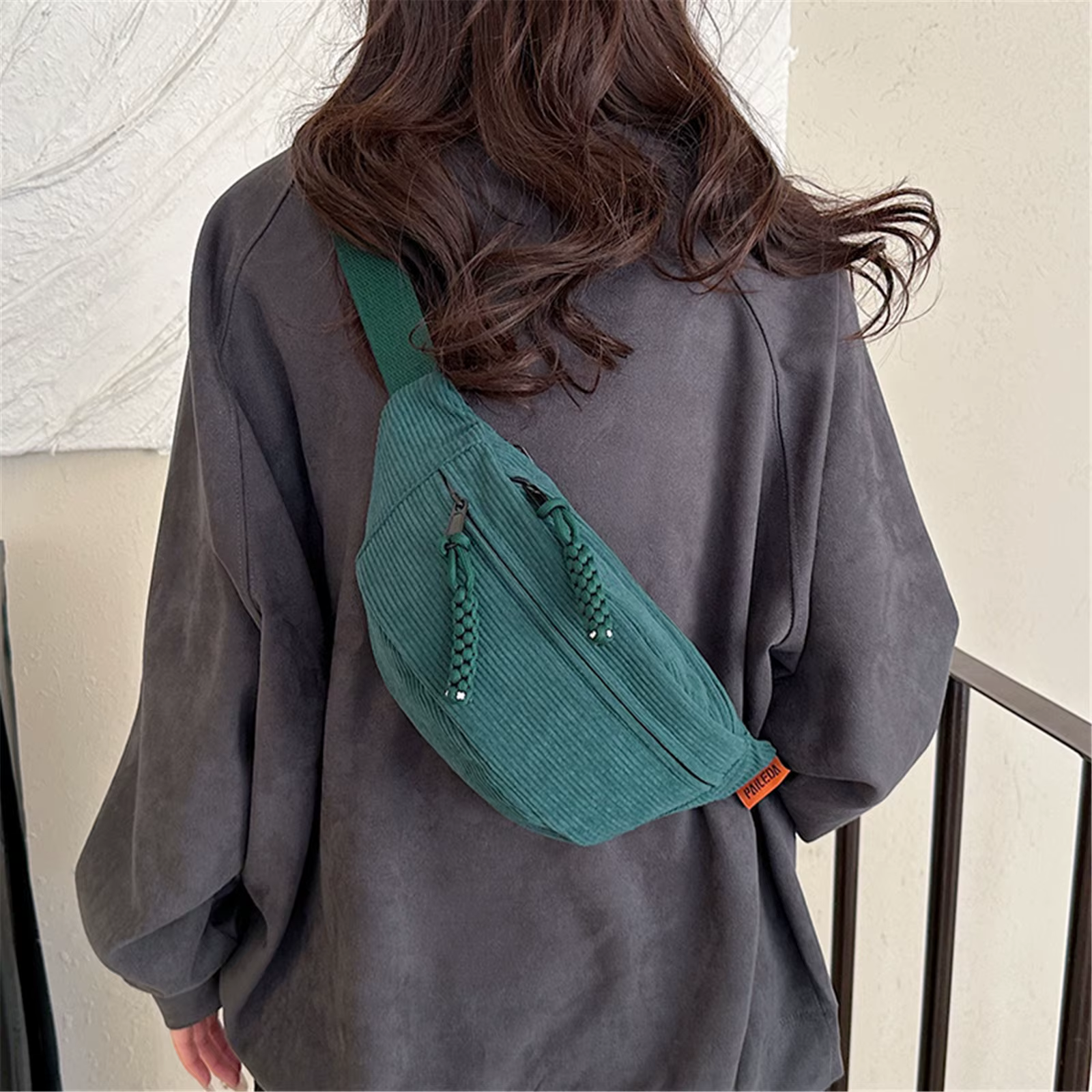 Sac Banane en Velours Côtelé pour Femme