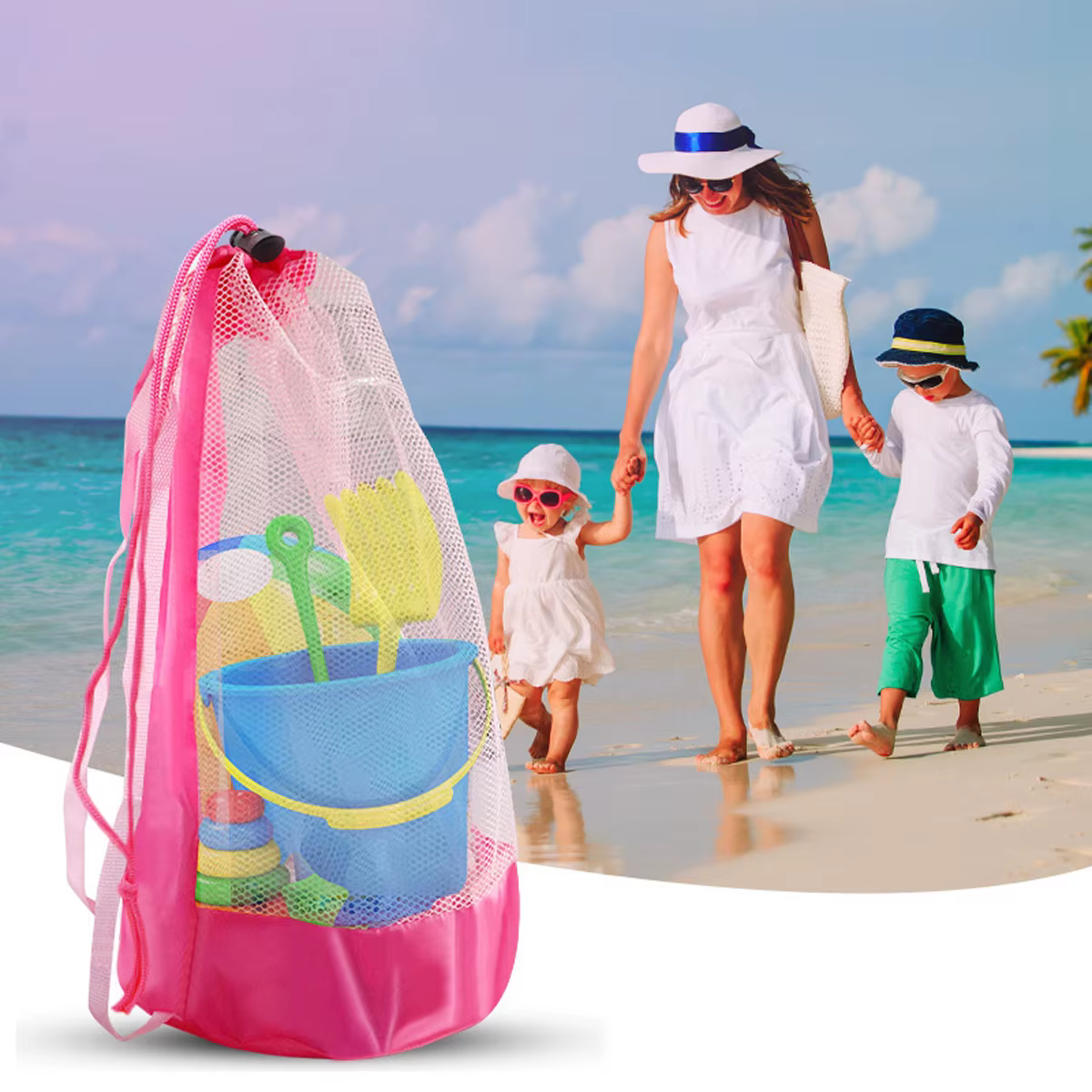 Sac de plage pliable et Portable en maille