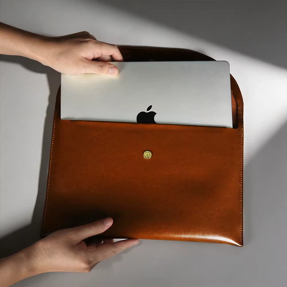 Sac pour ordinateur portable en cuir véritable pour Macbook Pro 16 A3428 A3429 Air 13 A3240 A3449 M5 Pro 14 A3426 A3427 A3434 Air 15 A3448 A3241 M4