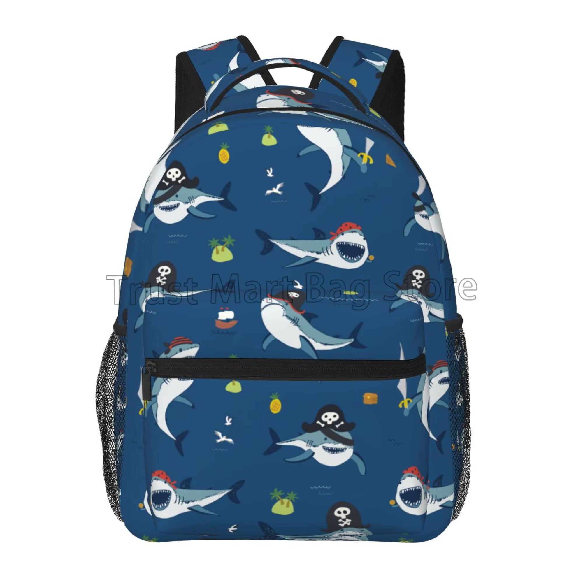 Sacs à dos à motif de requins de dessin animé pour adultes et adolescents