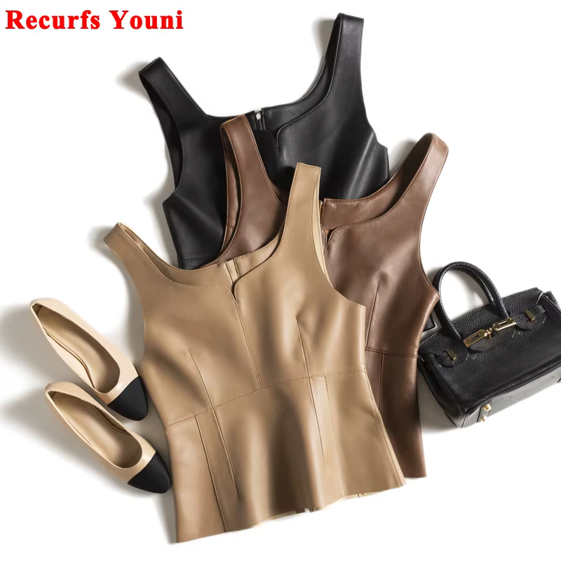 Haut amincissant en cuir naturel pour femme