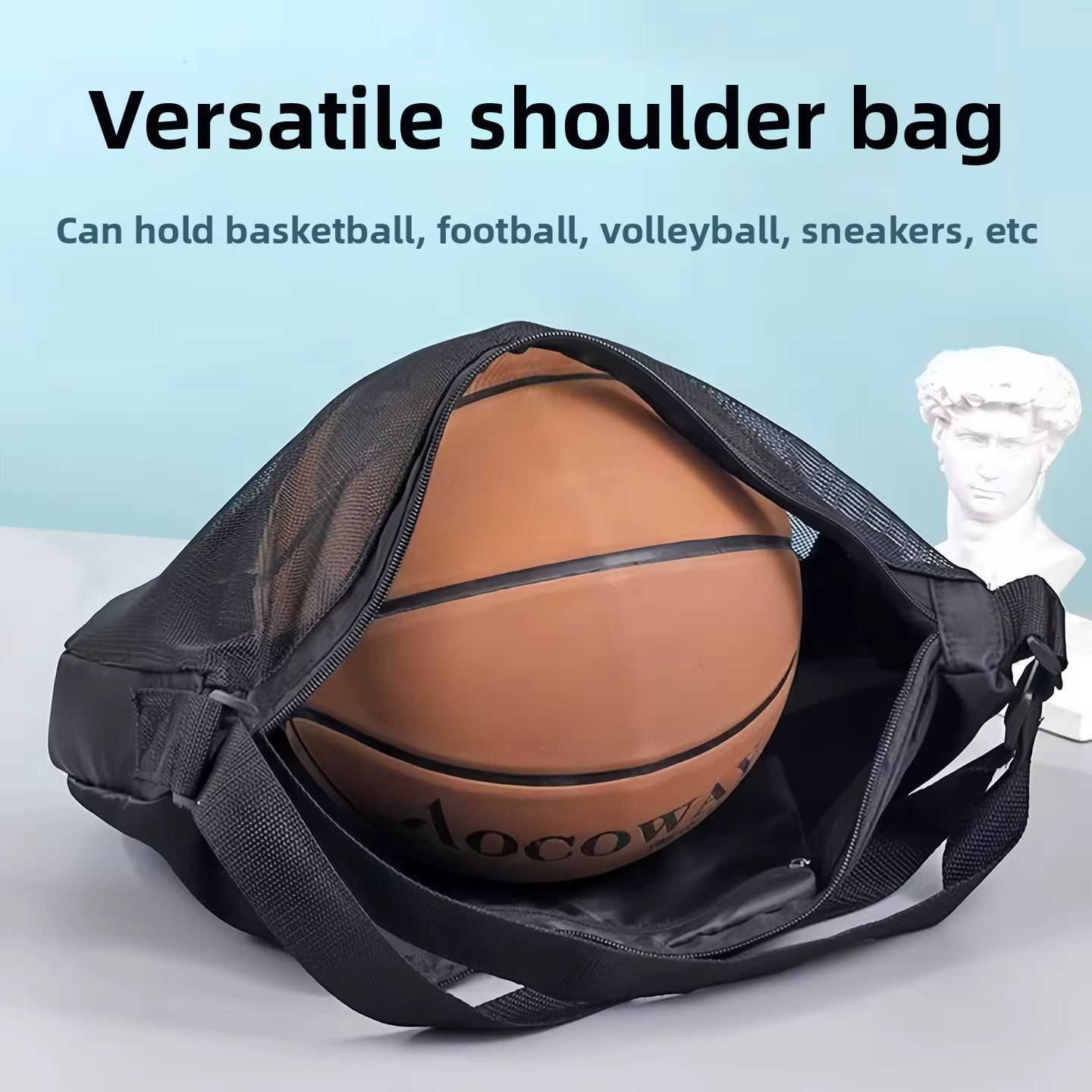 Sac de basket-ball en maille légère-sac de sport à bandoulière Portable pour volley-ball de football