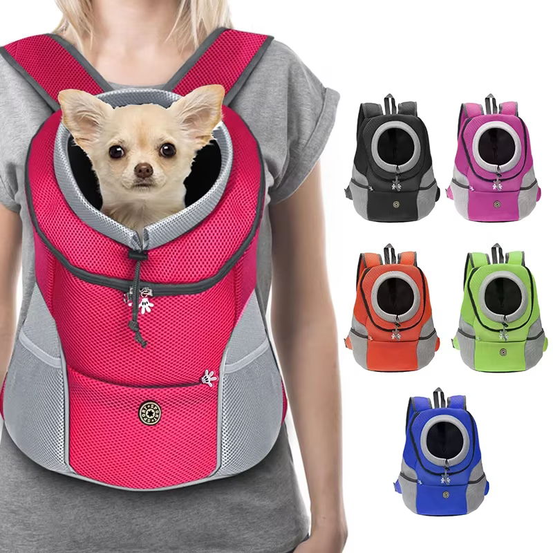 Nouveau chien animal de compagnie sac à dos transporteur sac de voyage avant Pack respirant réglable avec bandes réfléchissantes de sécurité pour la randonnée en plein air chats