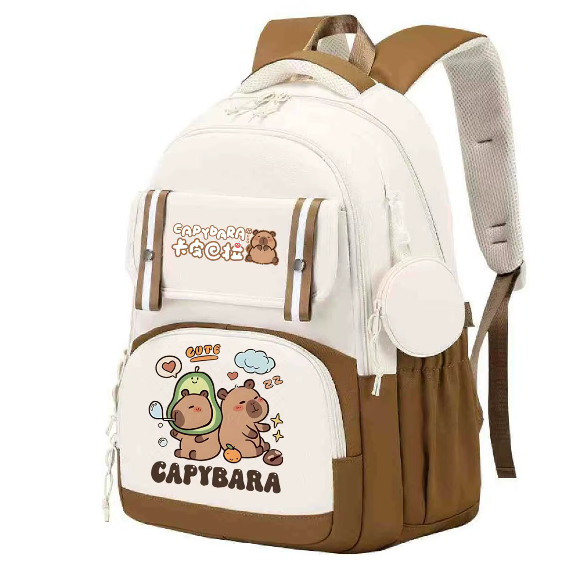 Mignon Capybara graphique cartables femmes filles grande capacité sac à dos enfants