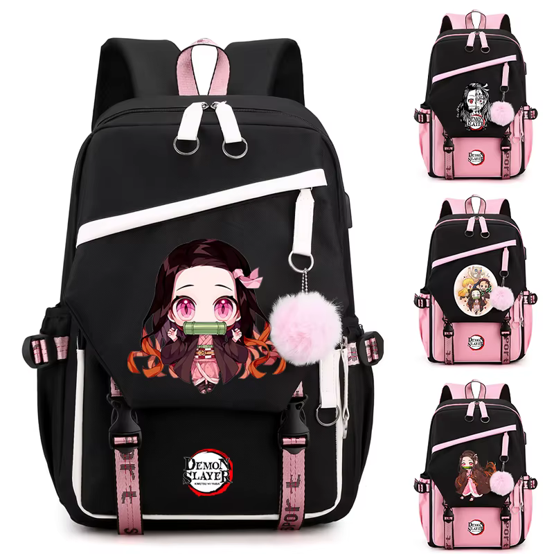 Sac à Dos de Dessin Animé Demon Slayer pour Adolescent Fille et Garçon