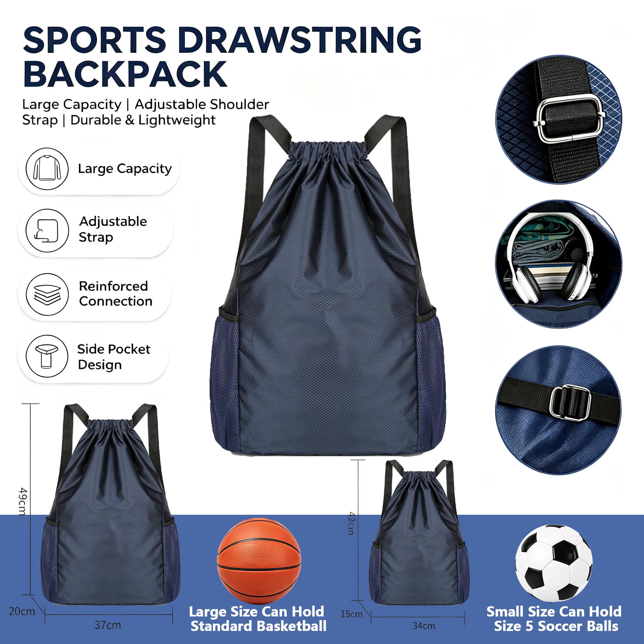 Sac à dos de sport à cordon de serrage