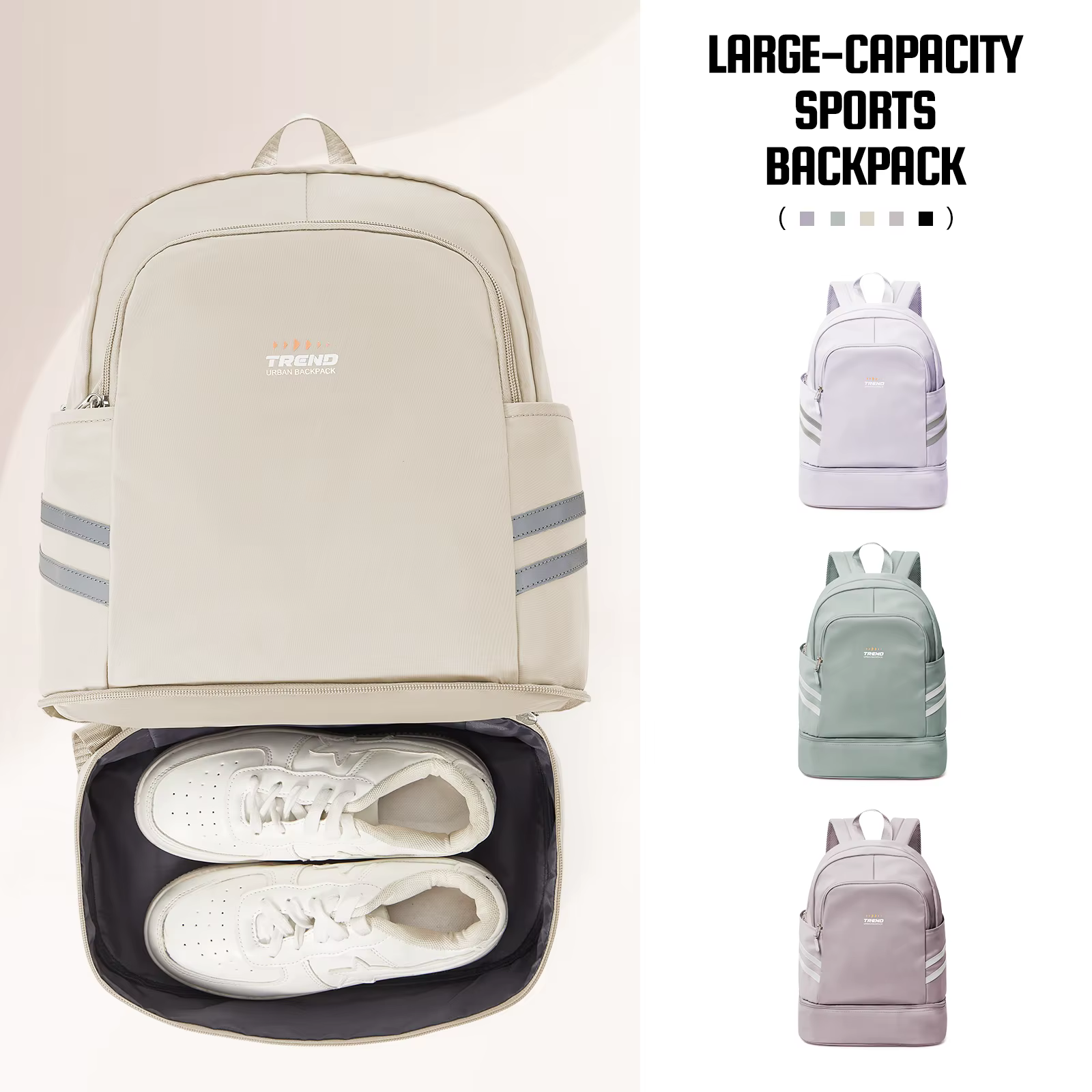 Sac à dos de gymnastique pour femmes avec compartiment à chaussures