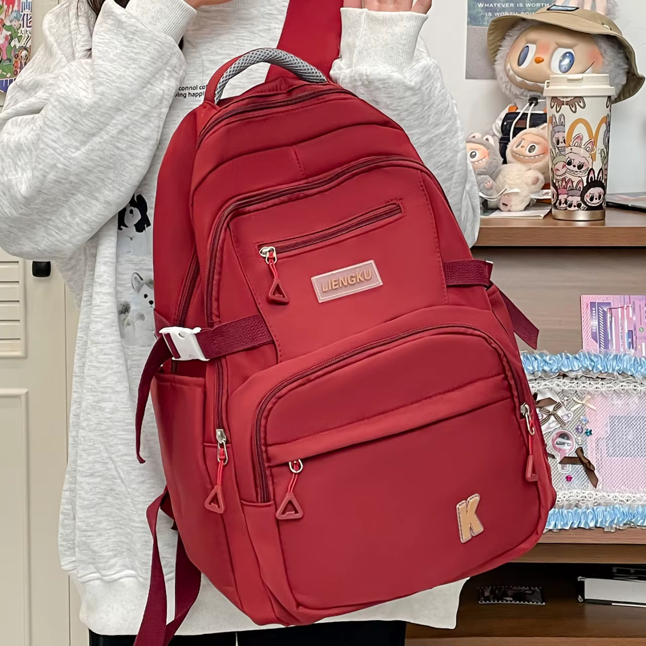 Personnalité décontracté grande capacité sac à dos pour femmes Version coréenne polyvalent lycée collège Internet célébrité