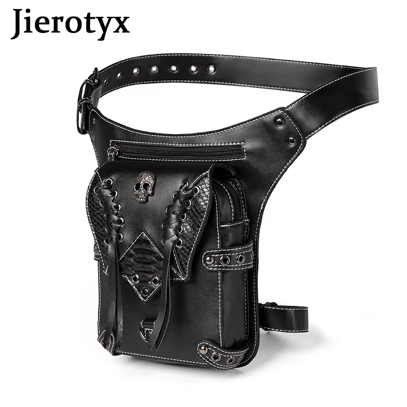 JIEROTYX Vintage Steampunk moto jambe sac femmes hydrofuge Rock gothique Biker sacs Packs victorien goutte