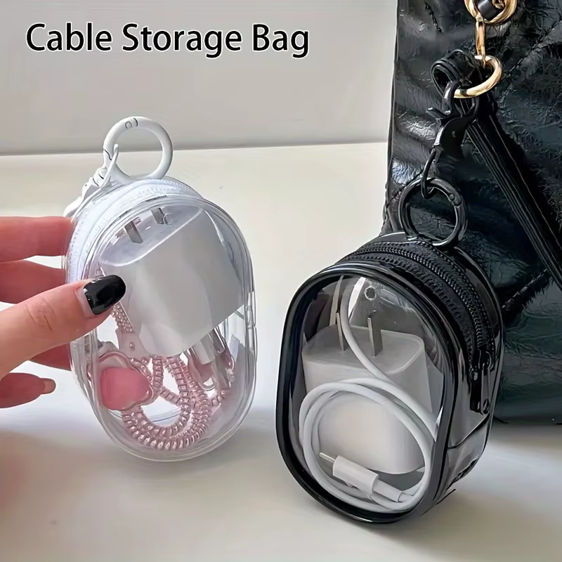 Mini sac de rangement portable à fermeture éclair transparente