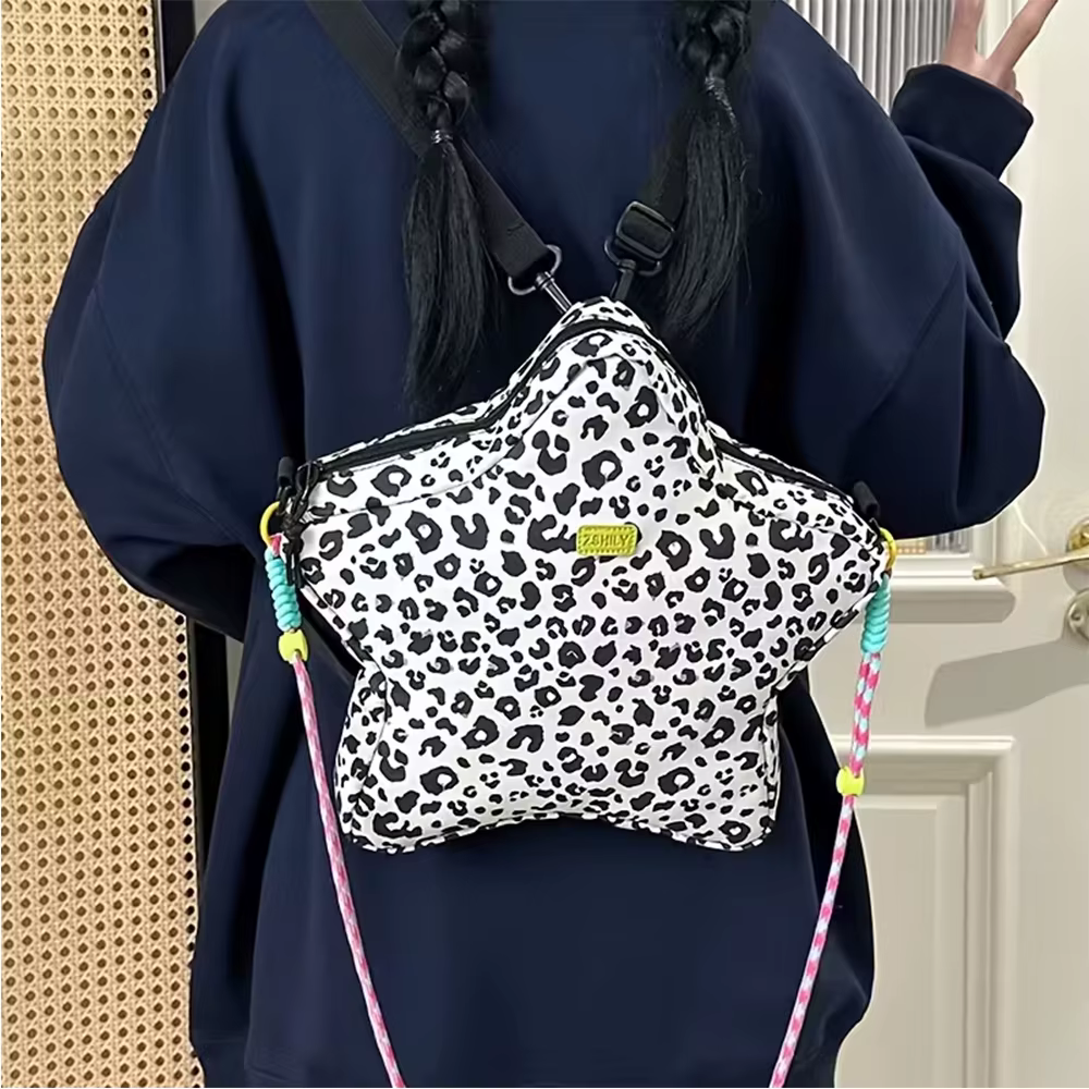 Sac à dos en forme d'étoile imprimé léopard pour femmes